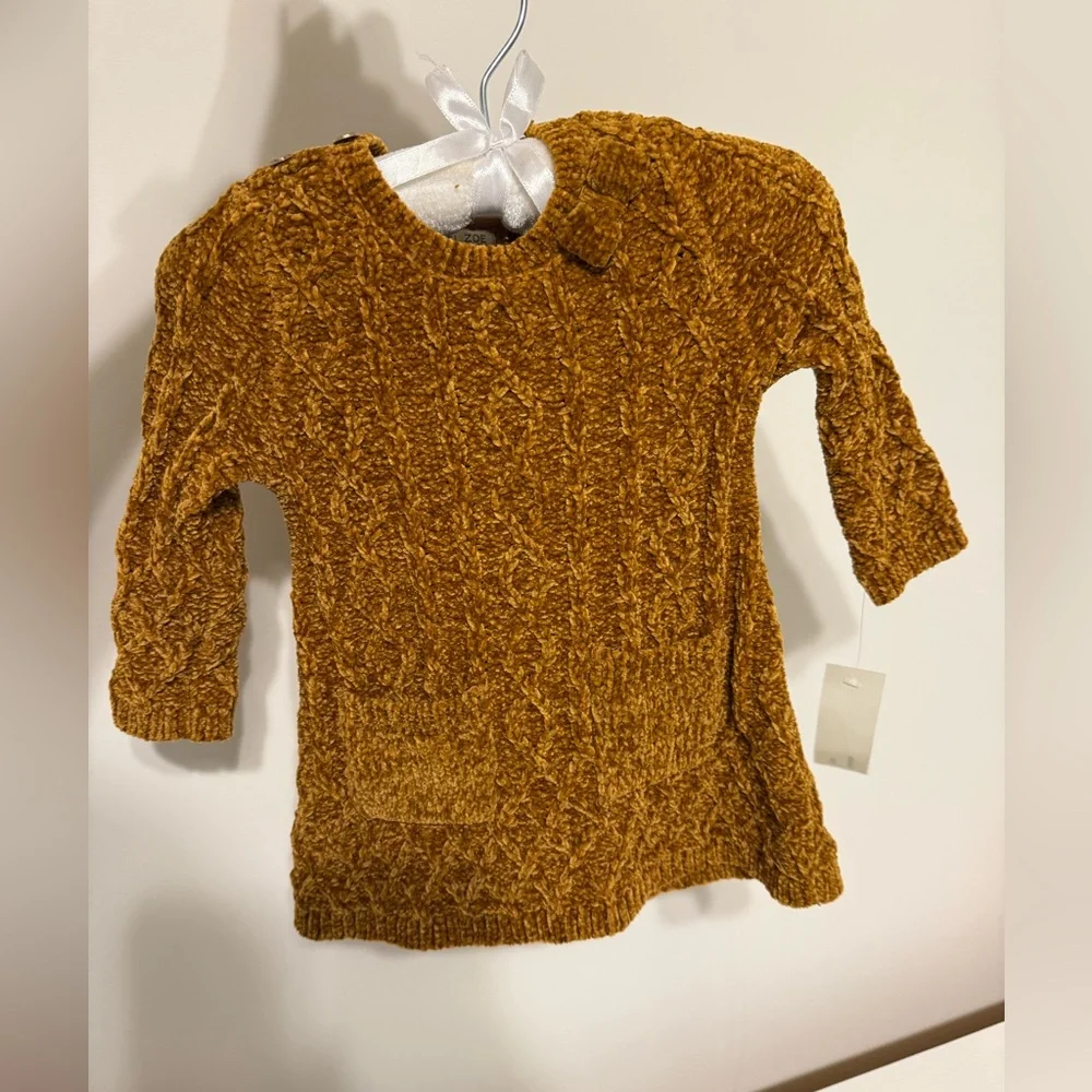 Rachel Zoe Mustard Knit Baby dress with tights. NWT - Picture 2 of 5